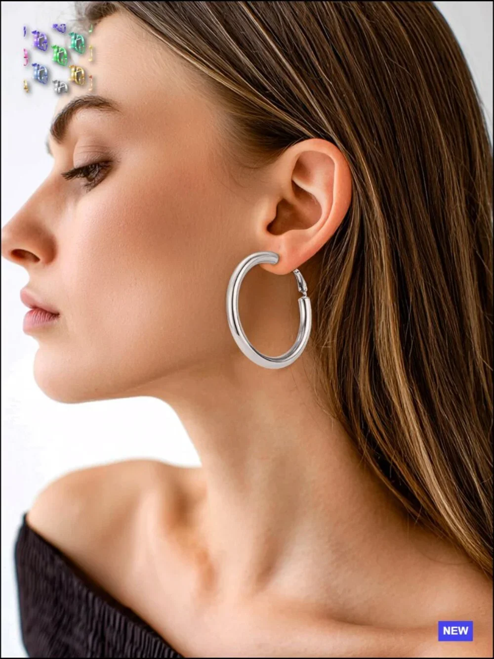 Chunky Hoop Earrings 5mm Thick Hollow Tube Hypoallergenic Lightweight Gift Box